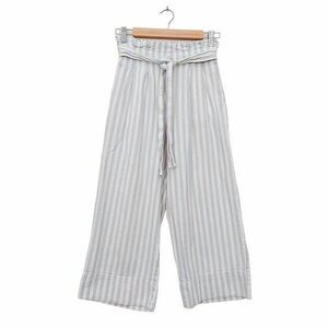 Madewell Pants Womens XS White Blue Linen Blend Striped Wide Leg Beach Nautical